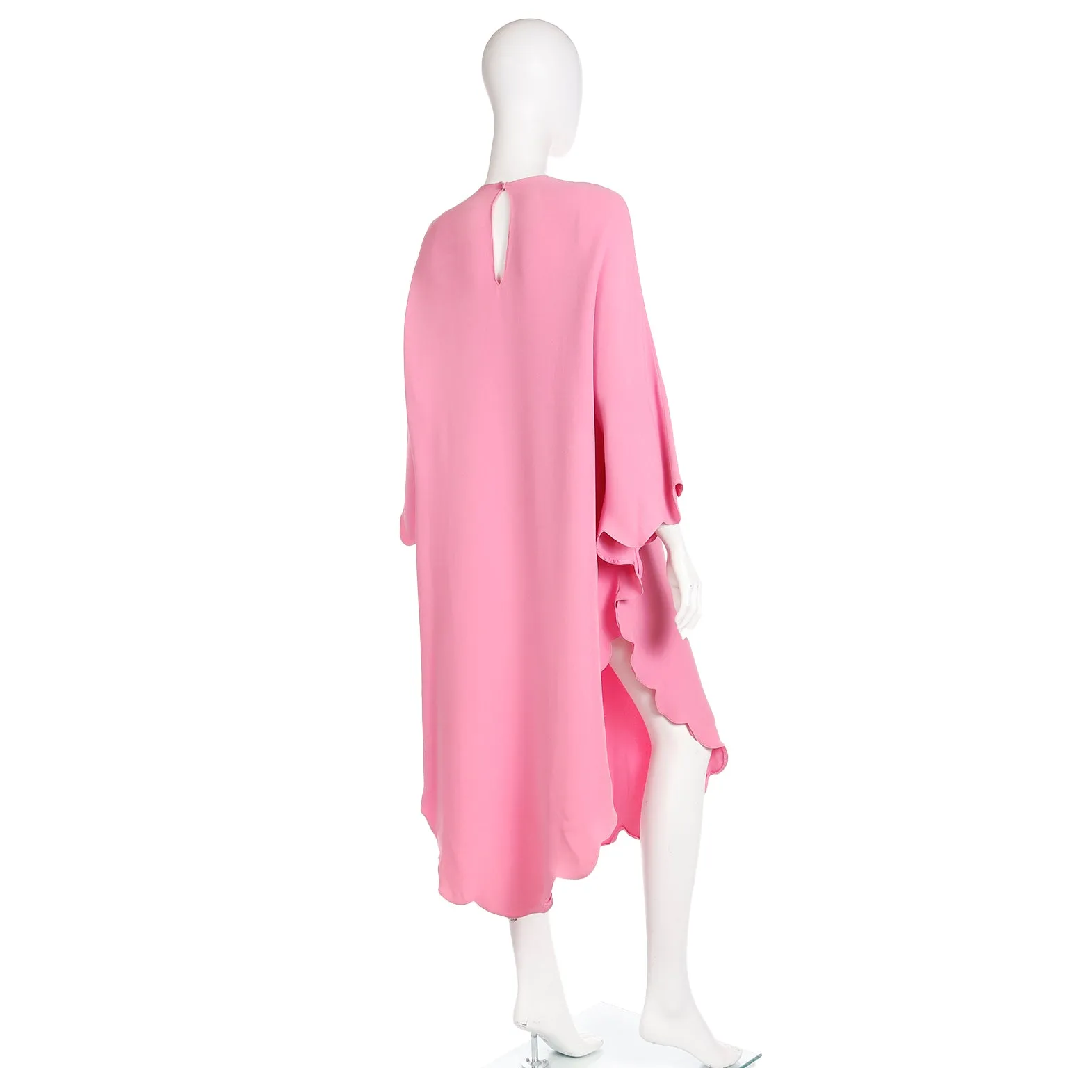 2000s Valentino Pink Silk Crepe Free Flowing Evening or Day Dress