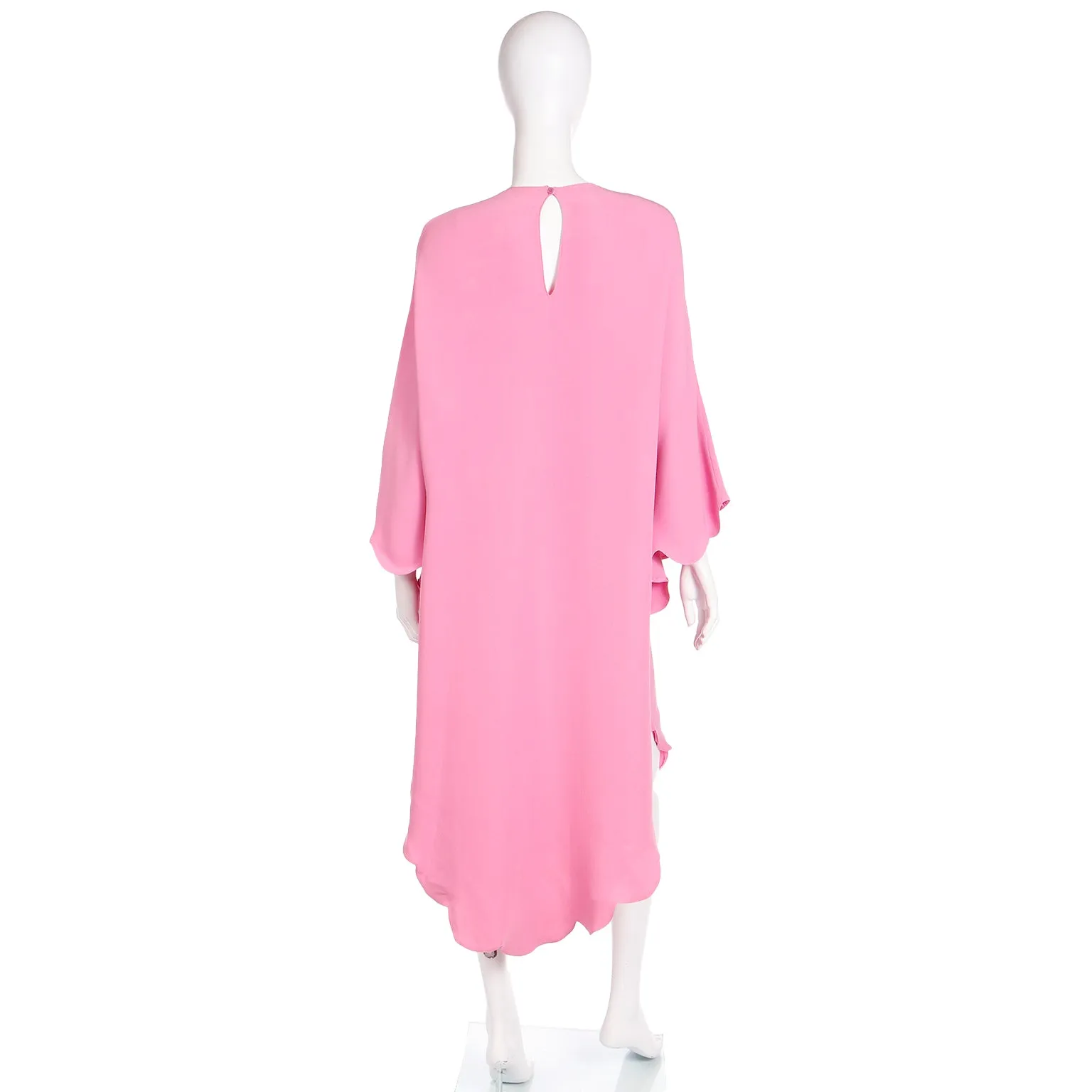 2000s Valentino Pink Silk Crepe Free Flowing Evening or Day Dress