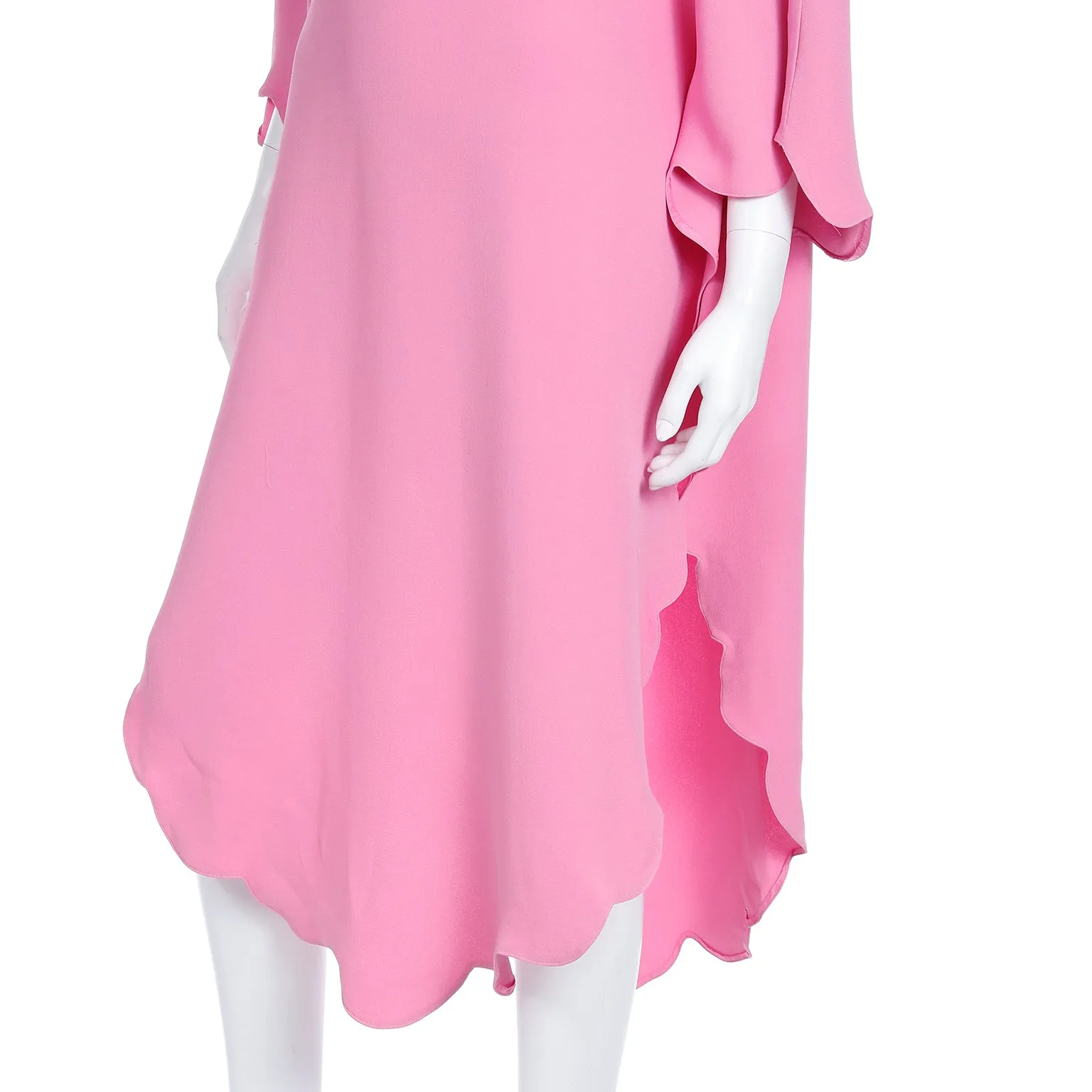 2000s Valentino Pink Silk Crepe Free Flowing Evening or Day Dress