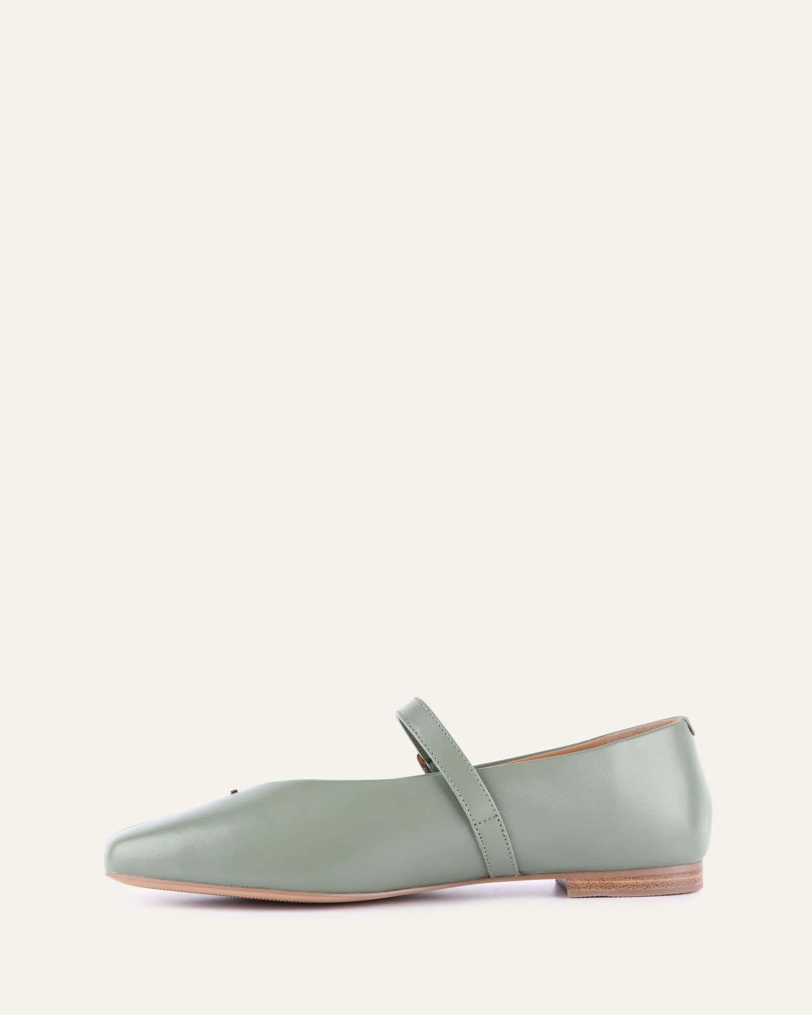 APRIL CASUAL FLATS PISTACHIO GREEN LEATHER