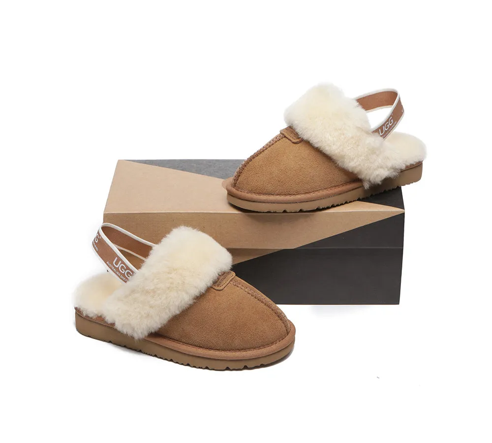 AUSTRALIAN SHEPHERD® UGG Slippers Kids Sheepskin Wool Strap Slingback Suzie