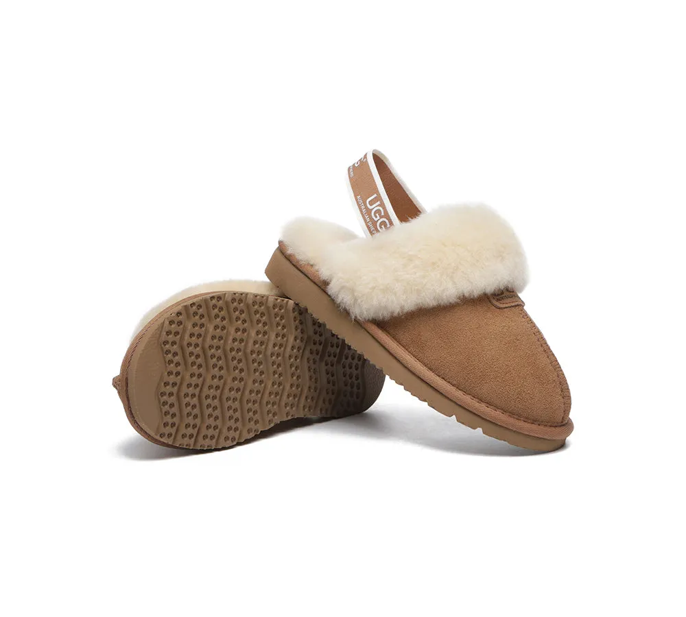 AUSTRALIAN SHEPHERD® UGG Slippers Kids Sheepskin Wool Strap Slingback Suzie