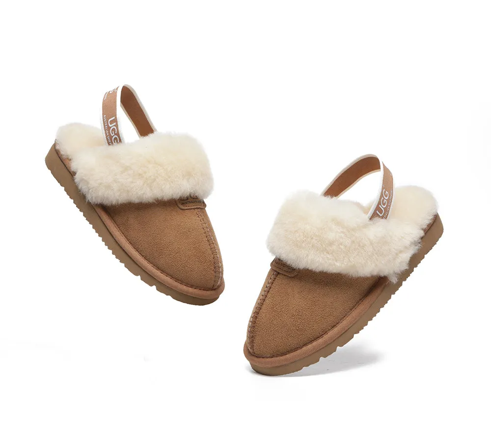 AUSTRALIAN SHEPHERD® UGG Slippers Kids Sheepskin Wool Strap Slingback Suzie