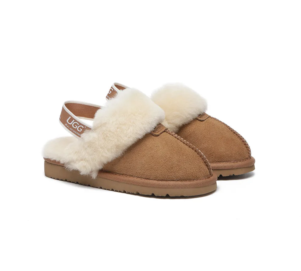 AUSTRALIAN SHEPHERD® UGG Slippers Kids Sheepskin Wool Strap Slingback Suzie