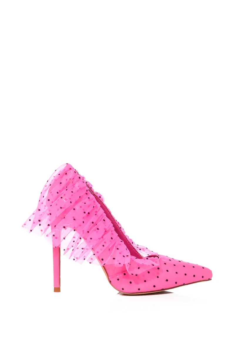 AZALEA WANG DISCREET TULLE POLKA DOT PUMP IN PINK