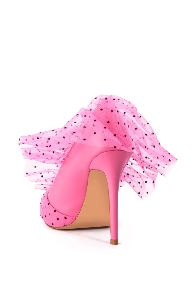 AZALEA WANG DISCREET TULLE POLKA DOT PUMP IN PINK