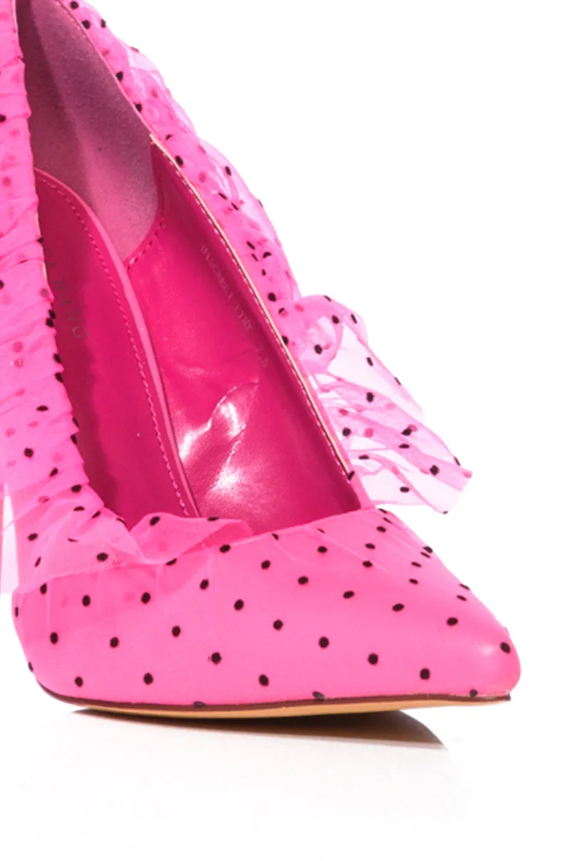 AZALEA WANG DISCREET TULLE POLKA DOT PUMP IN PINK