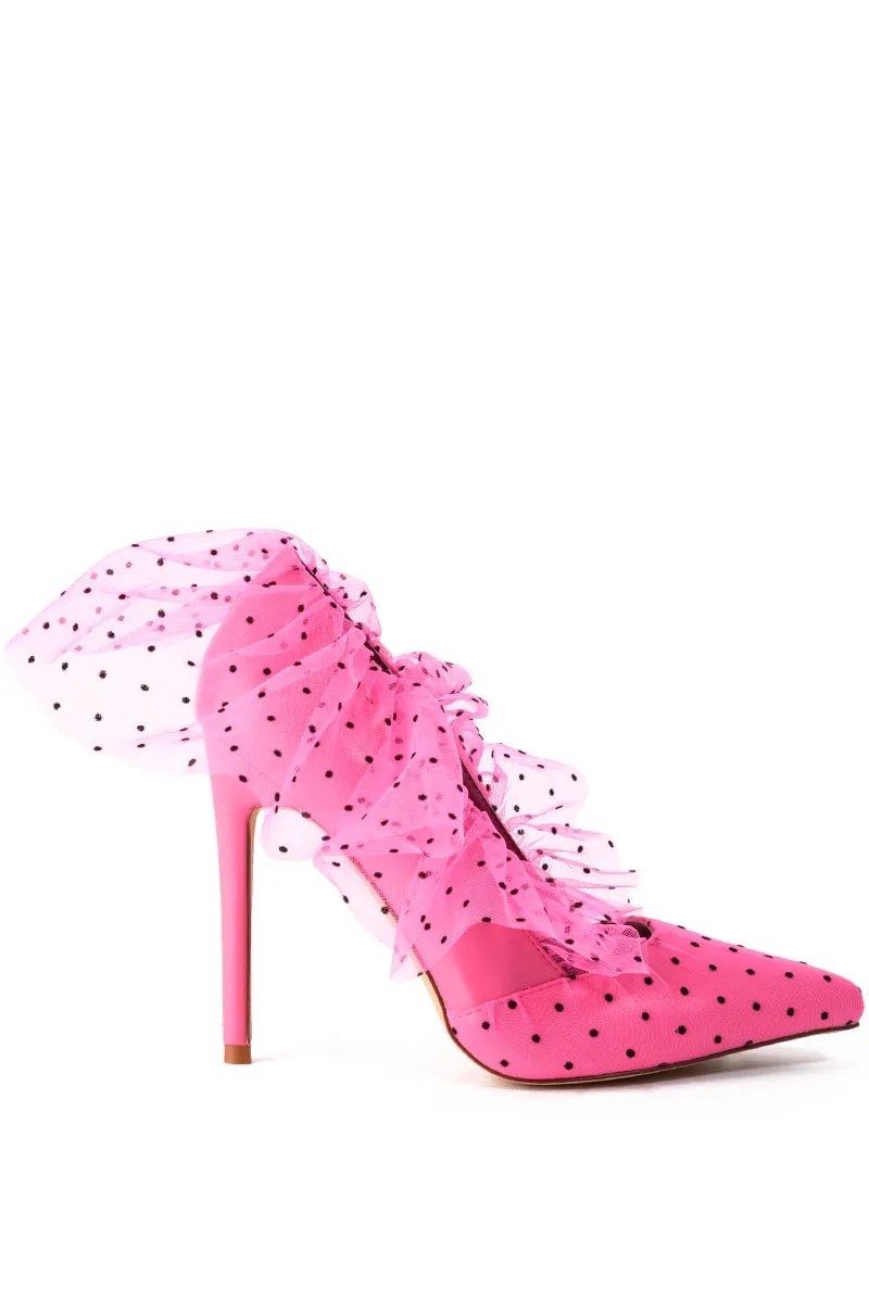 AZALEA WANG DISCREET TULLE POLKA DOT PUMP IN PINK