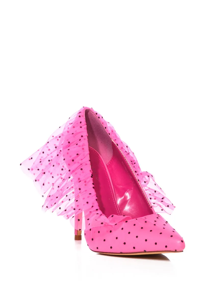 AZALEA WANG DISCREET TULLE POLKA DOT PUMP IN PINK