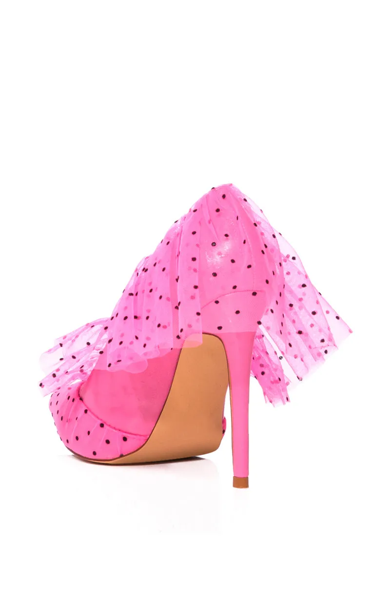 AZALEA WANG DISCREET TULLE POLKA DOT PUMP IN PINK