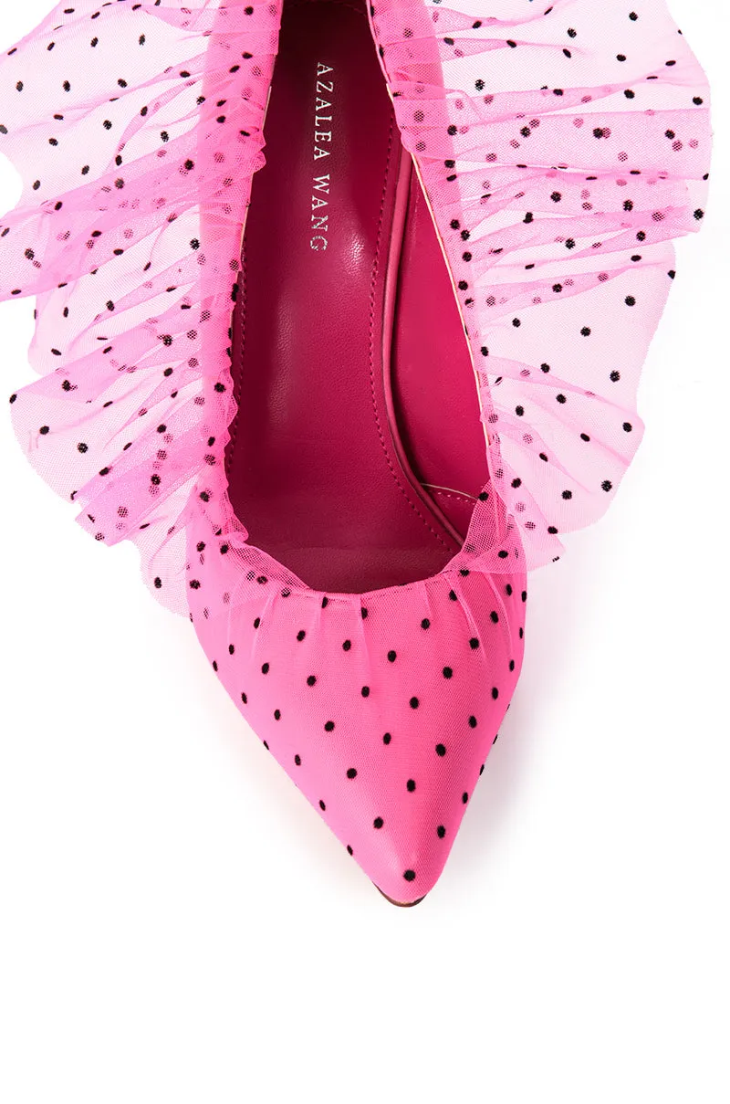 AZALEA WANG DISCREET TULLE POLKA DOT PUMP IN PINK