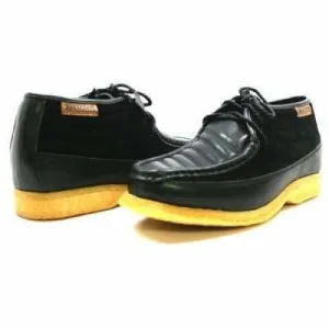 British Walkers Castle Men's Black Leather and Suede Three Quarter Lace Up Shoes