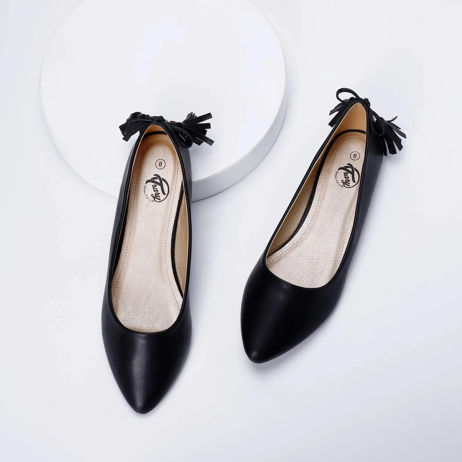 Casual Pointed Toe Ballet Flats with Tassel