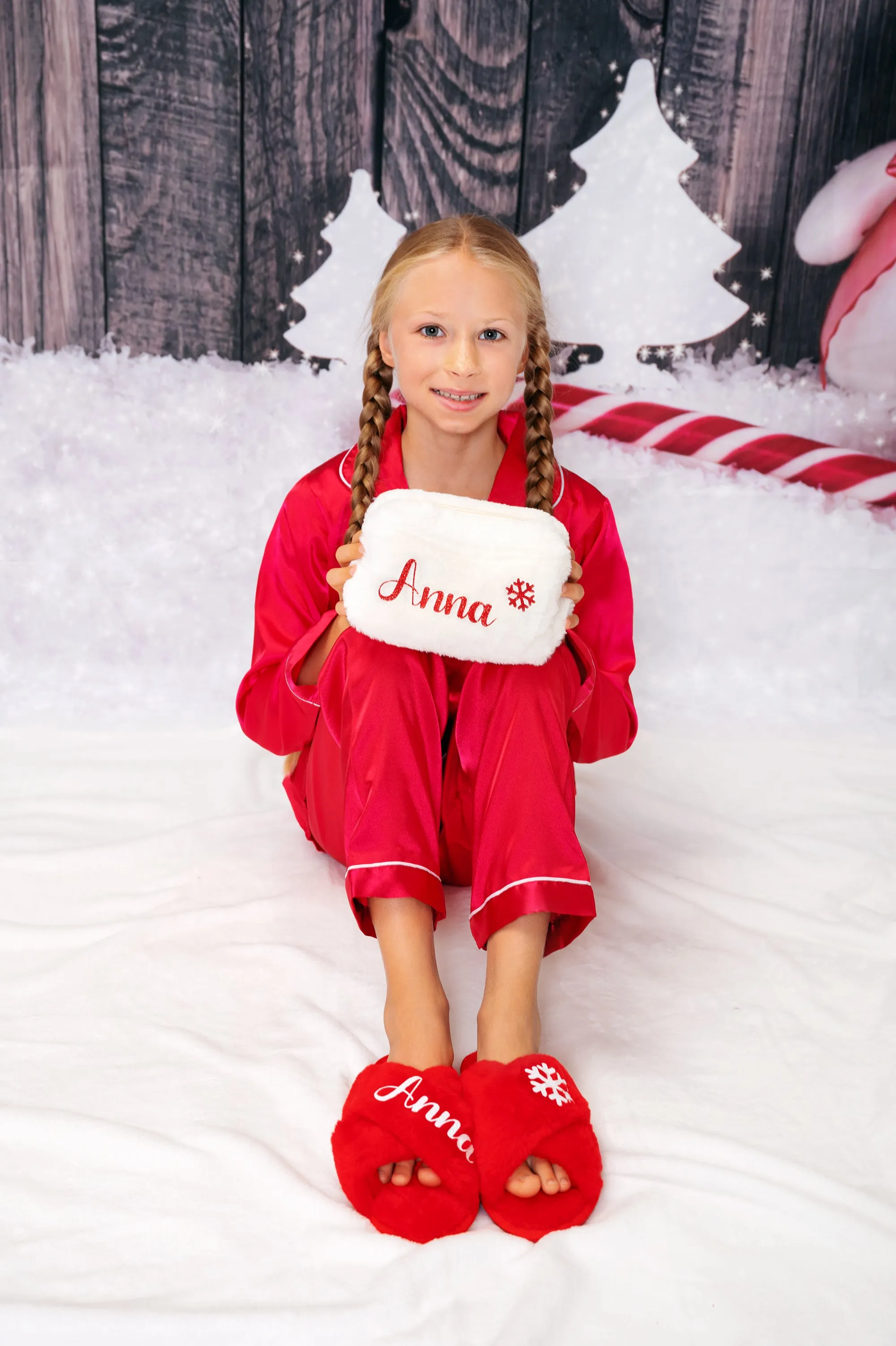 Christmas Fluffy Cross Slippers for Kids