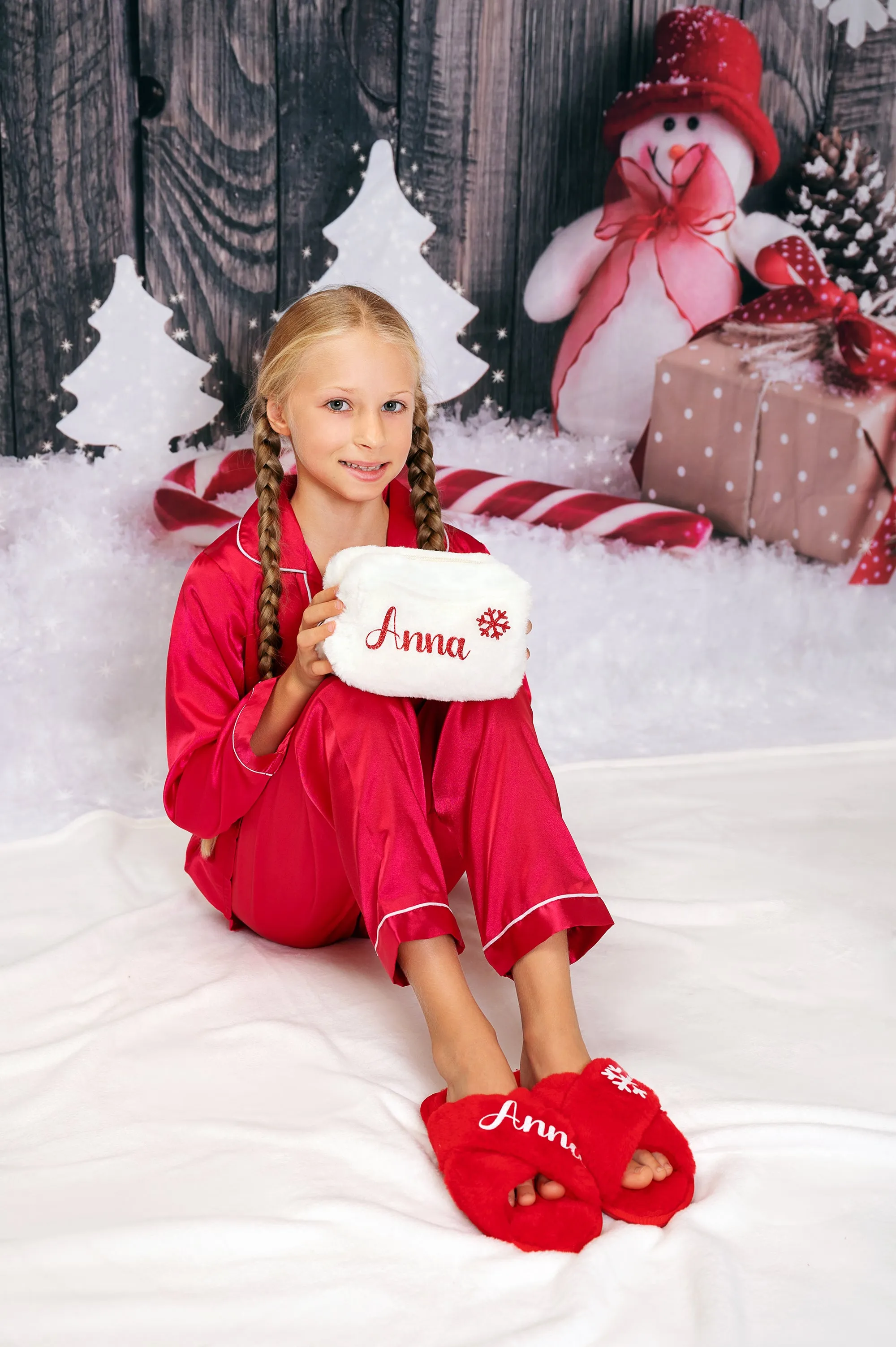 Christmas Fluffy Cross Slippers for Kids