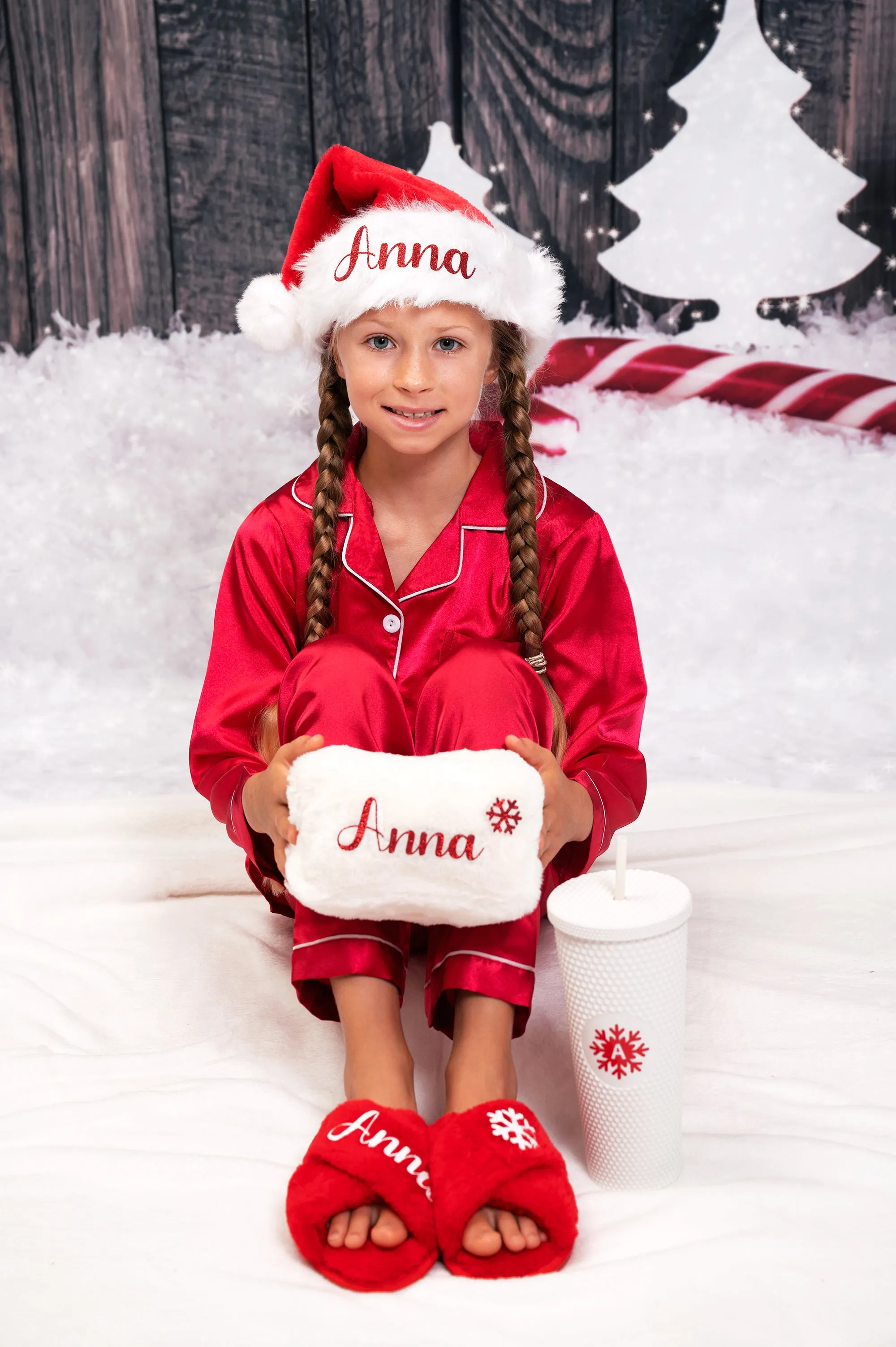 Christmas Fluffy Cross Slippers for Kids