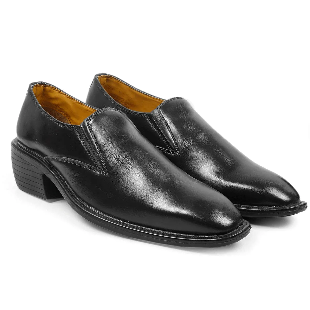 Classic Height Increasing Black Casual And Formal Slip on Shoes For Men-JonasParamount