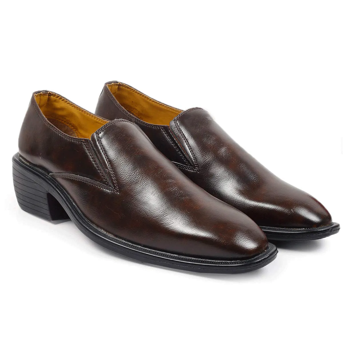 Classic Height Increasing Brown Casual And Formal Slip on Shoes For Men-JonasParamount