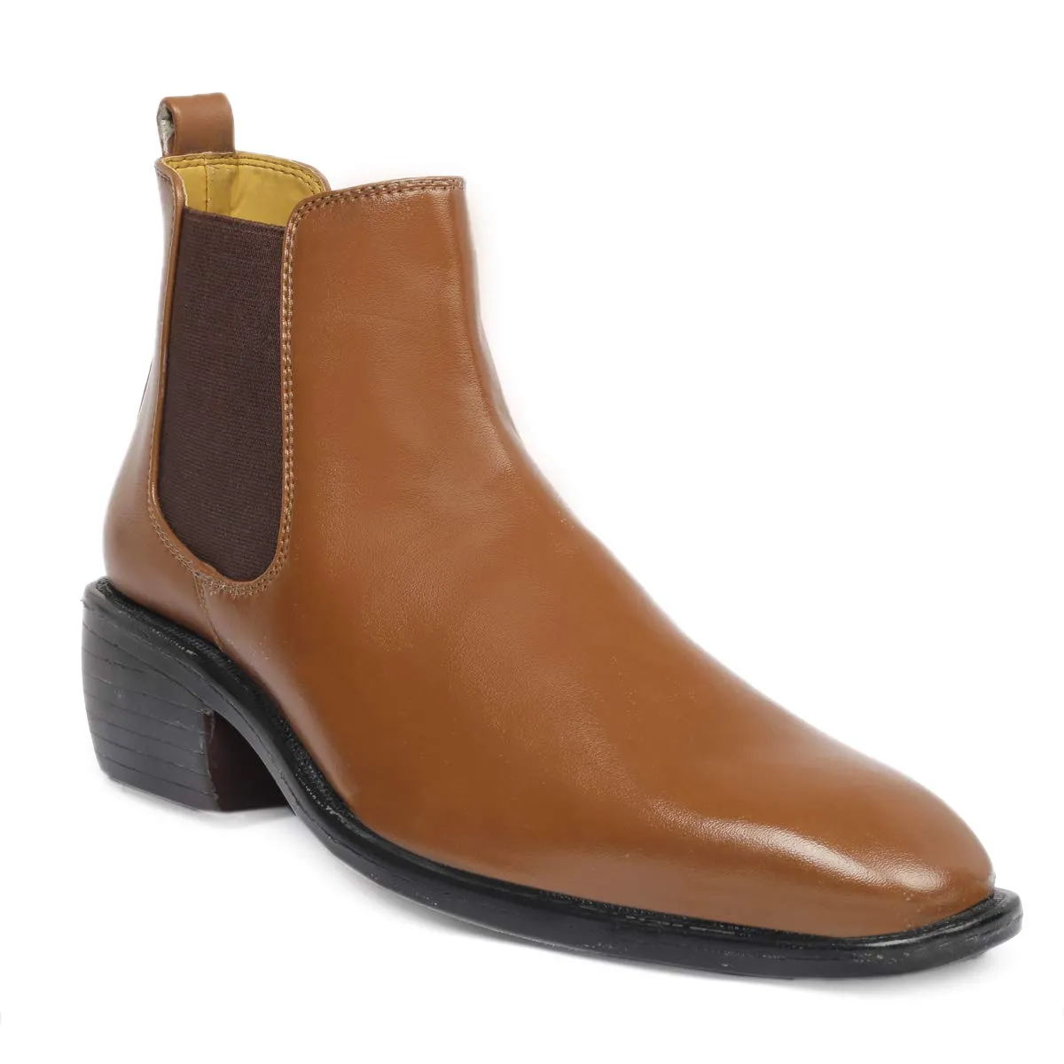 Classy Hight Ankle Height Increasing Tan Chelsea Boots For Men-JonasParamount