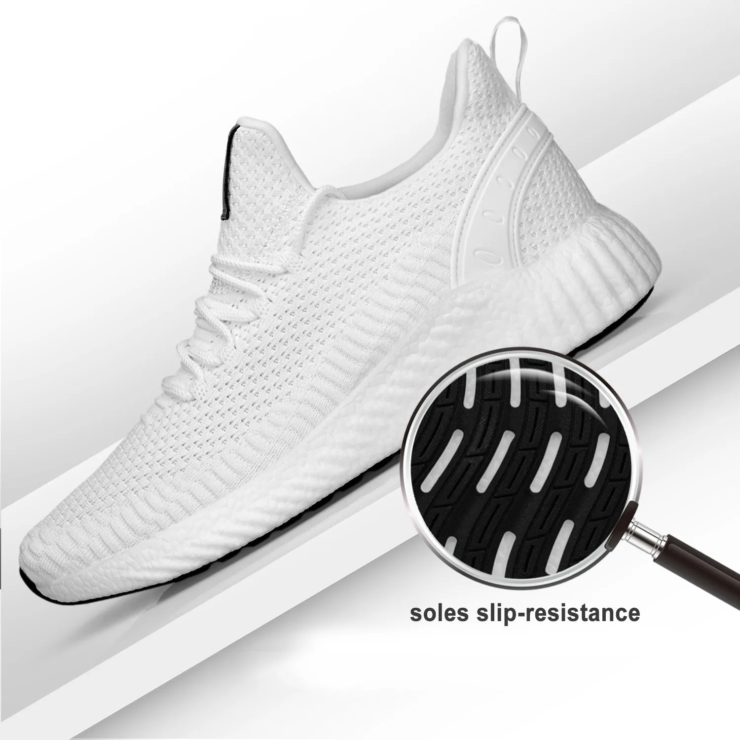 FEETHIT Mens Breathable Mesh Walking Sneaker White