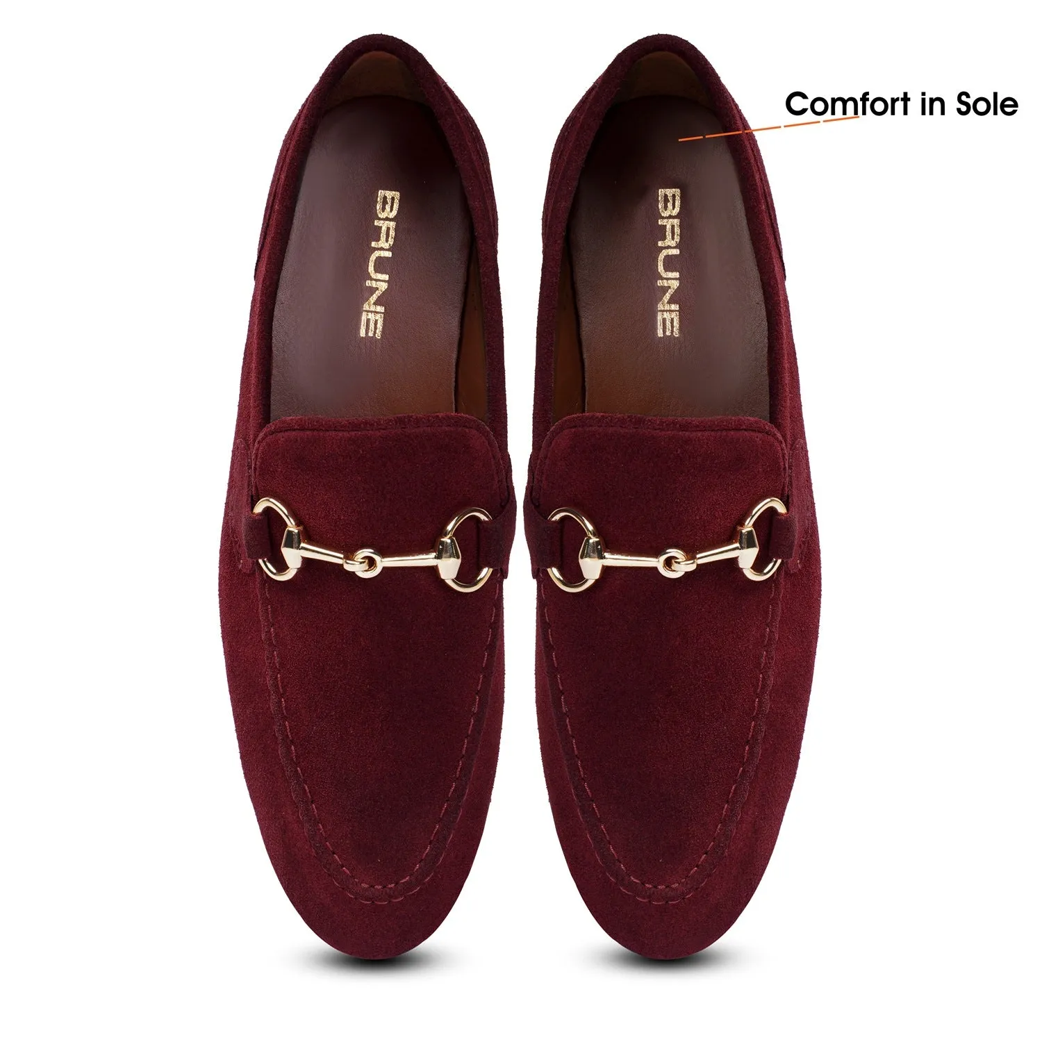 Flexible Back Comfortable Loafer in Red Suede Leather