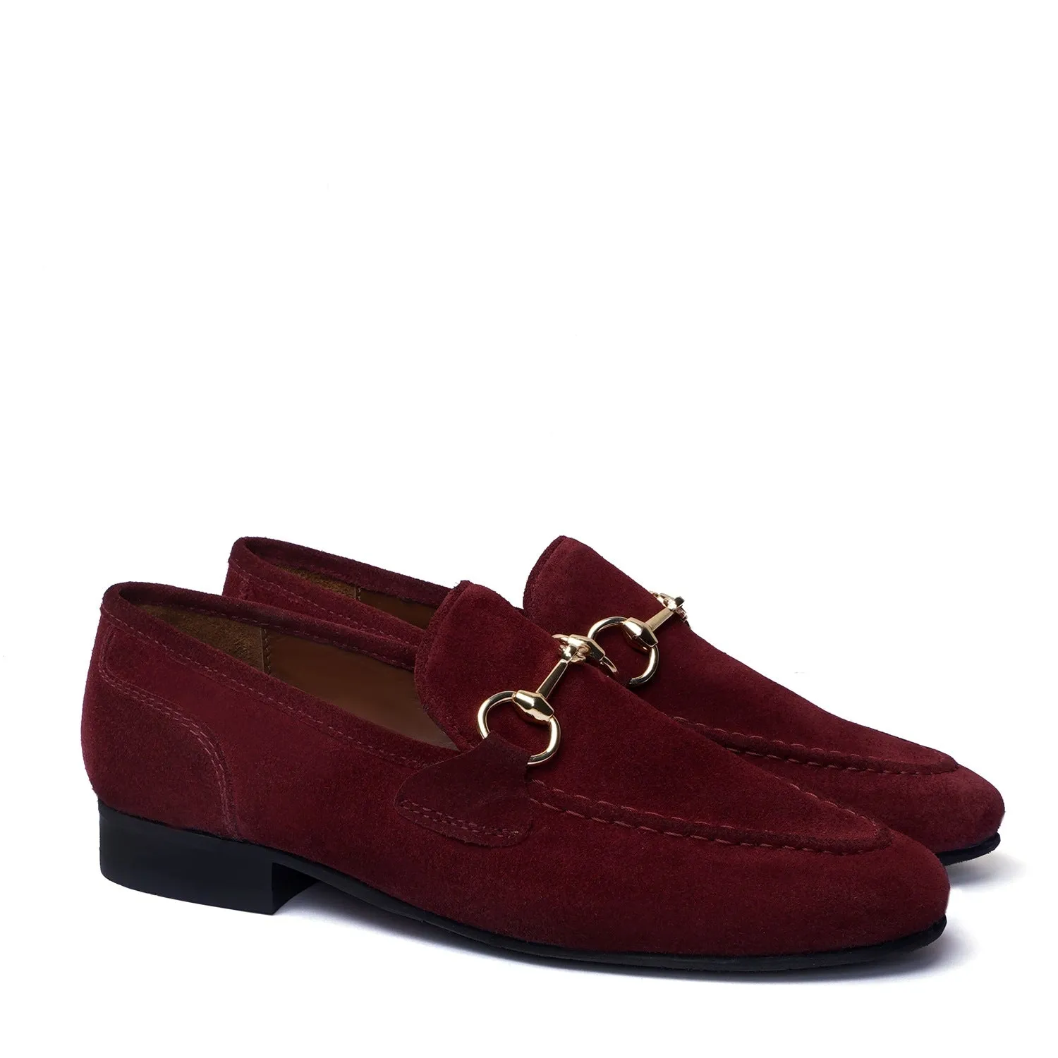 Flexible Back Comfortable Loafer in Red Suede Leather