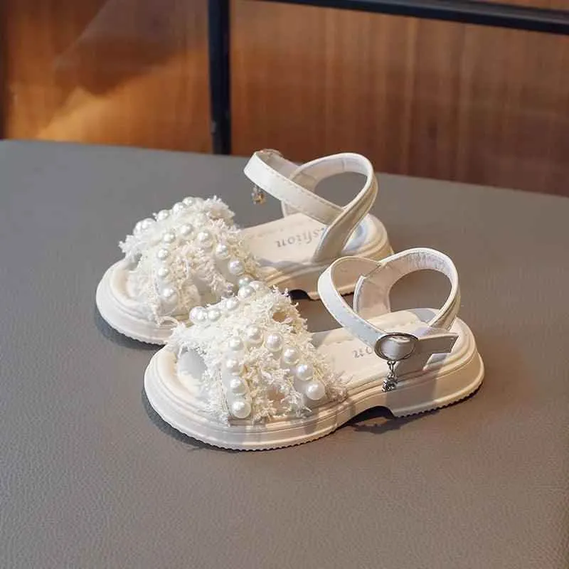 French Sandals for Toddler Girls: Casual Shoes Adorned with Pearls - G05173