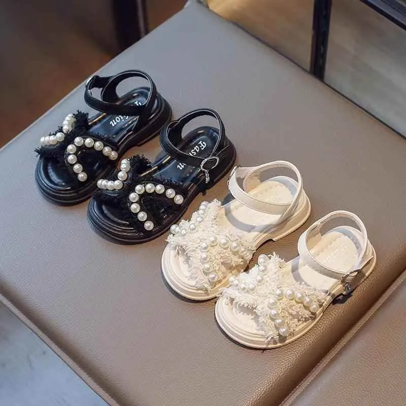 French Sandals for Toddler Girls: Casual Shoes Adorned with Pearls - G05173