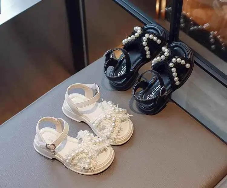 French Sandals for Toddler Girls: Casual Shoes Adorned with Pearls - G05173