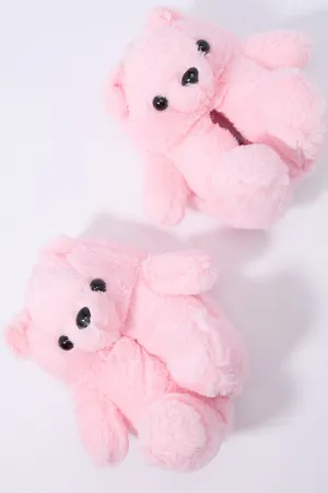 Girls 3D Bear Plush Slipper