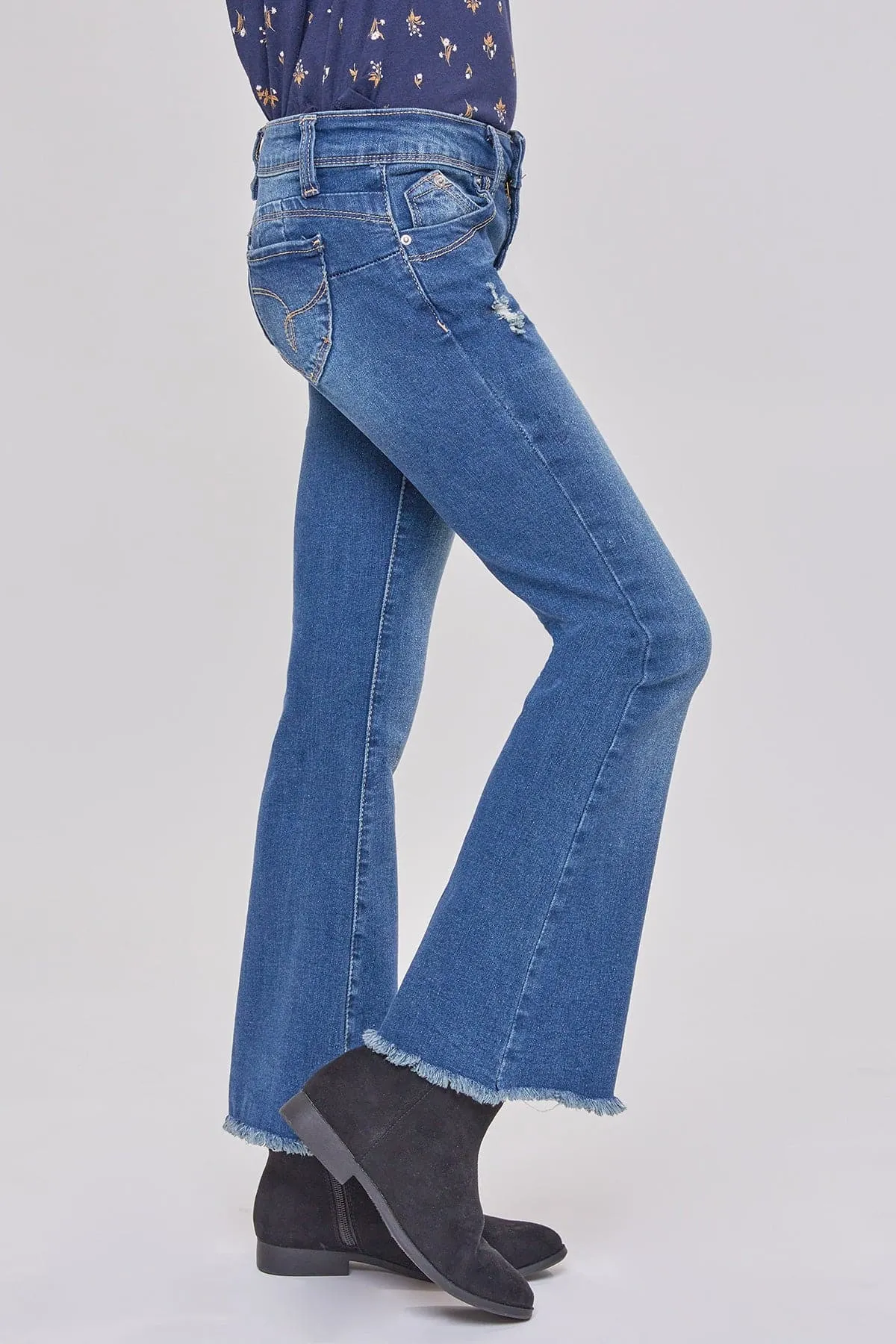 Girls Sustainable WannaBettaFit Frayed Flare Jeans