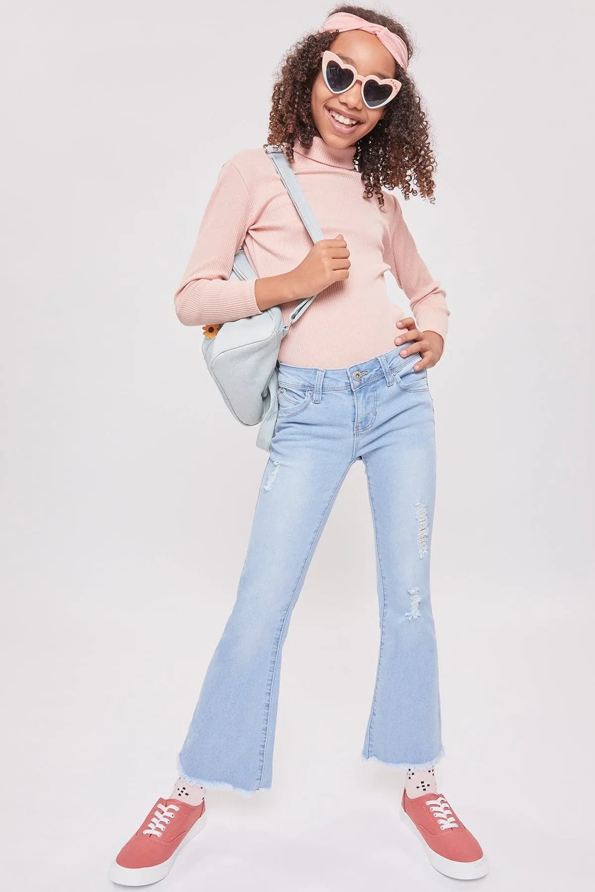 Girls Sustainable WannaBettaFit Frayed Flare Jeans