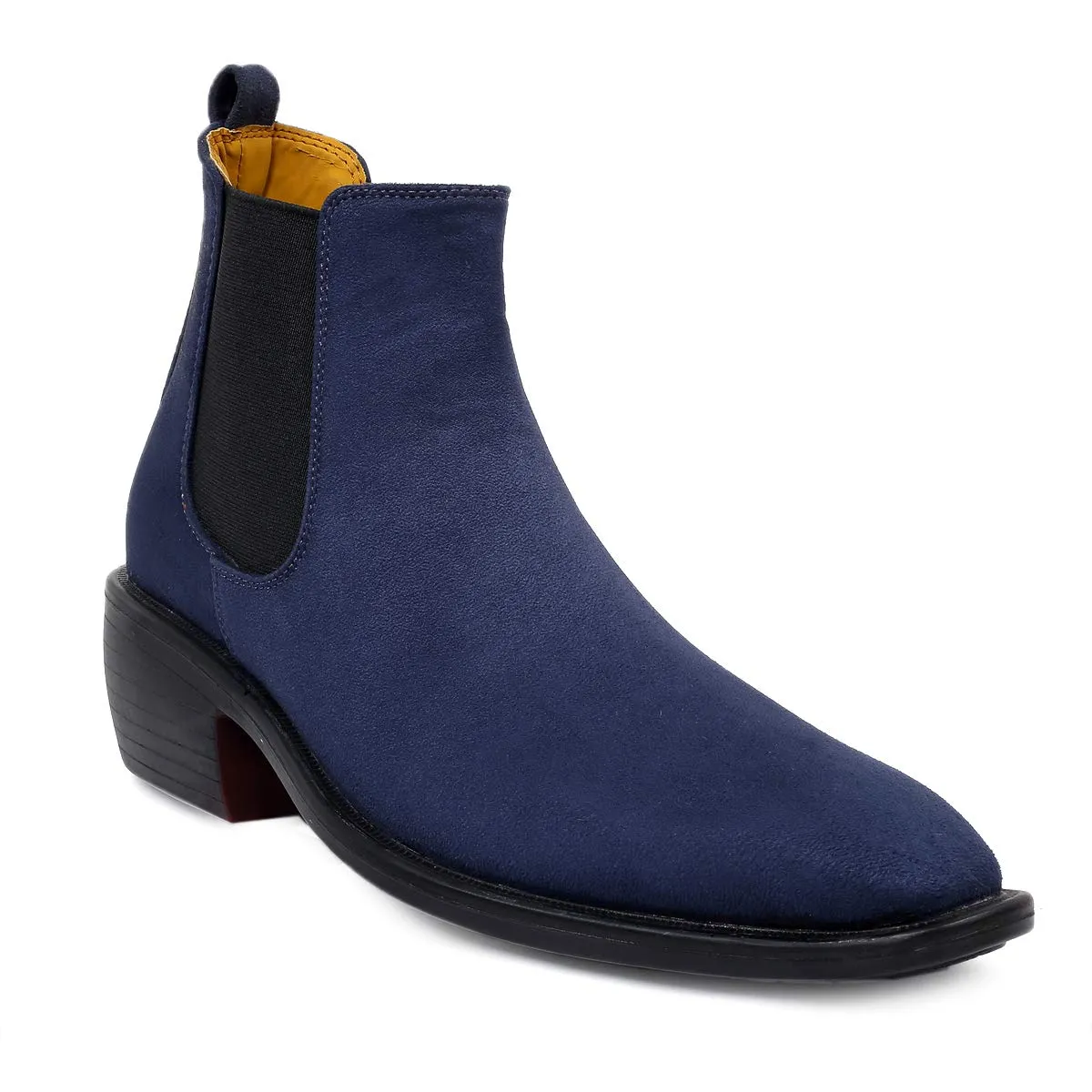 Height Increasing Suede Material Blue Casual Chelsea Boots For Men-JonasParamount