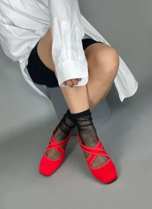 Hopp Studios X Ballet Flats in Cherry Stretch