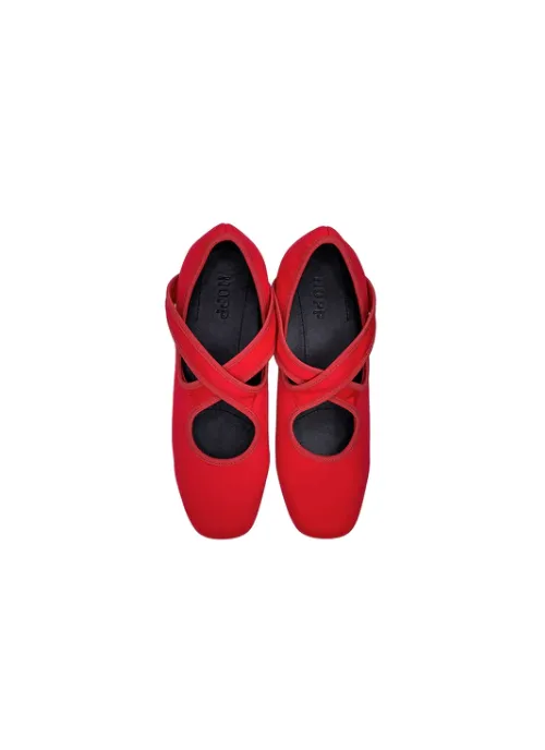 Hopp Studios X Ballet Flats in Cherry Stretch