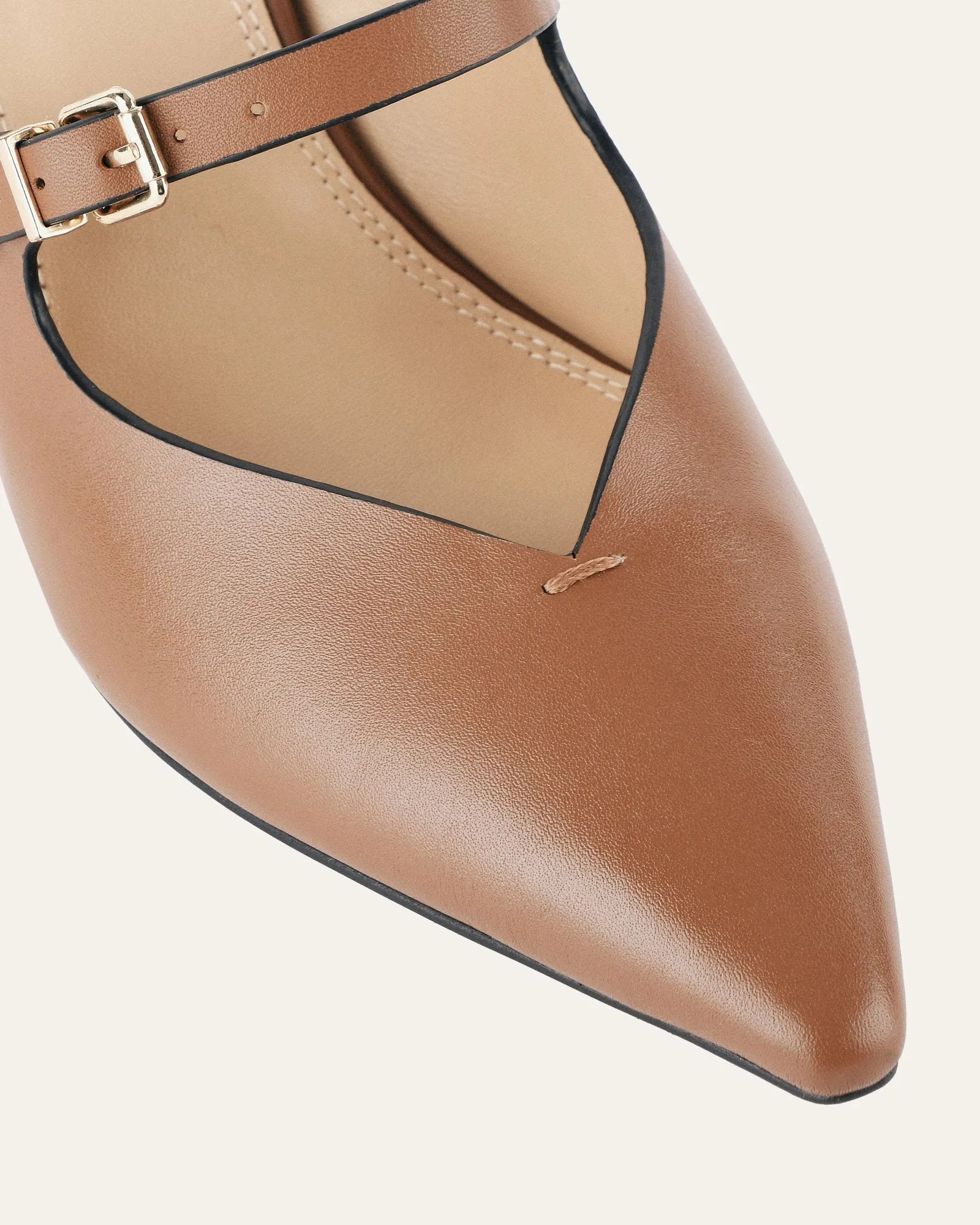 INGRID MID HEEL TAN LEATHER