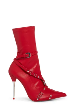 Joyride Strappy Ankle Boots - Red