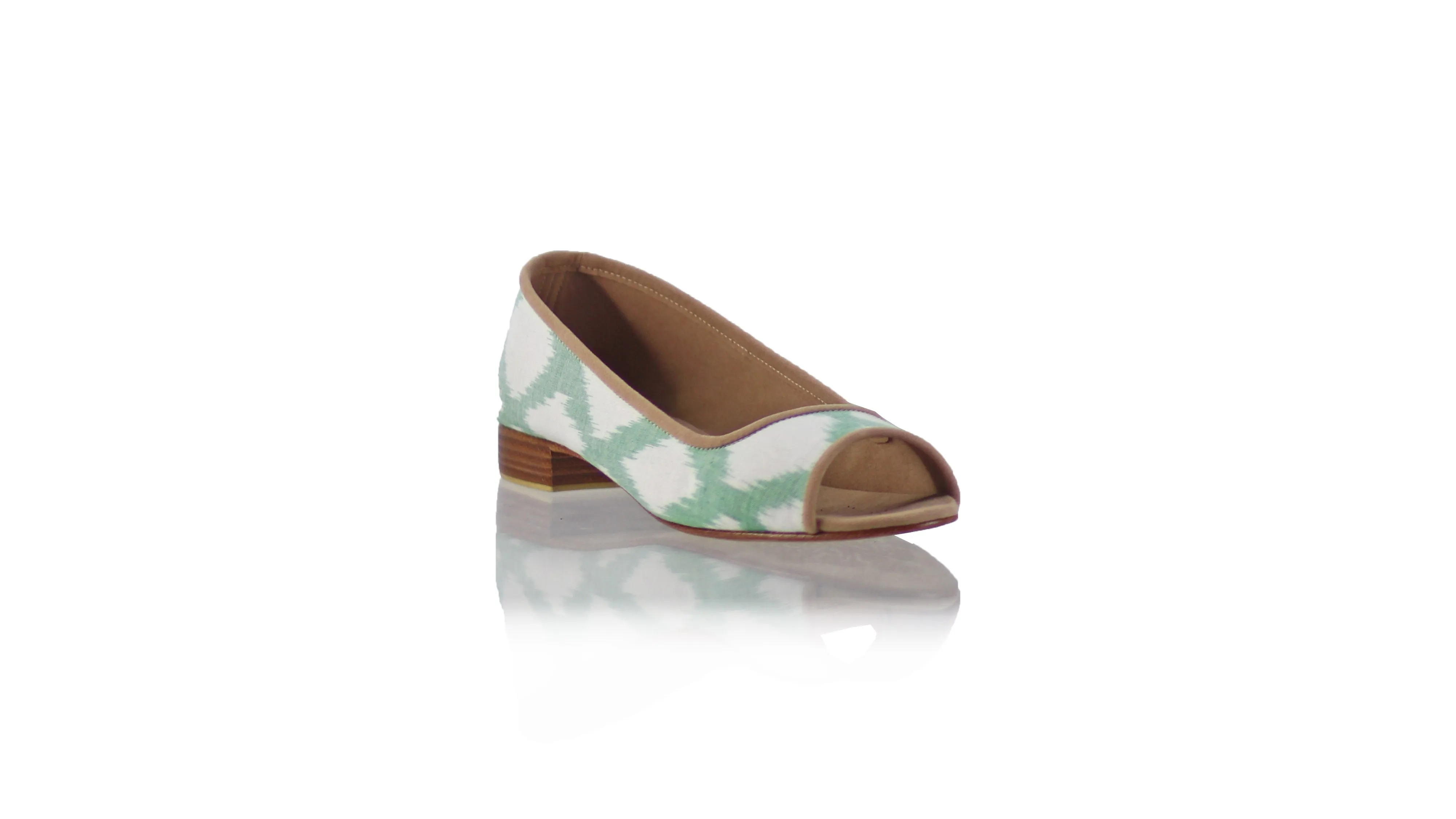 Kate Peeptoe 20mm Ballet - Green White Diamond Endek