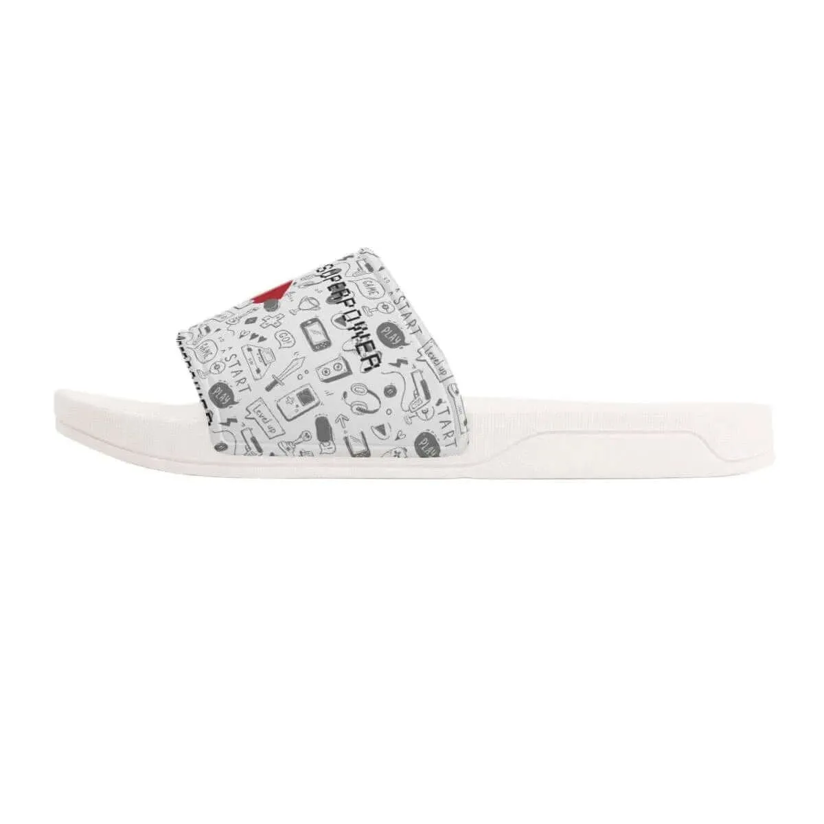 Kids White Gaming Slide Sandals