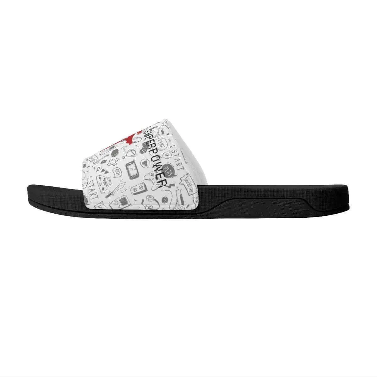 Kids White Gaming Slide Sandals