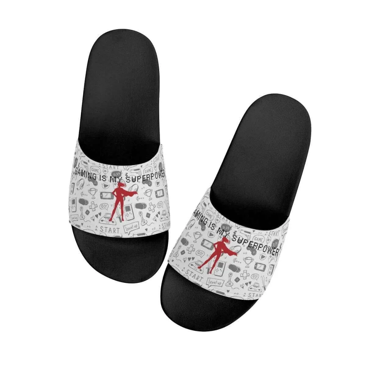 Kids White Gaming Slide Sandals