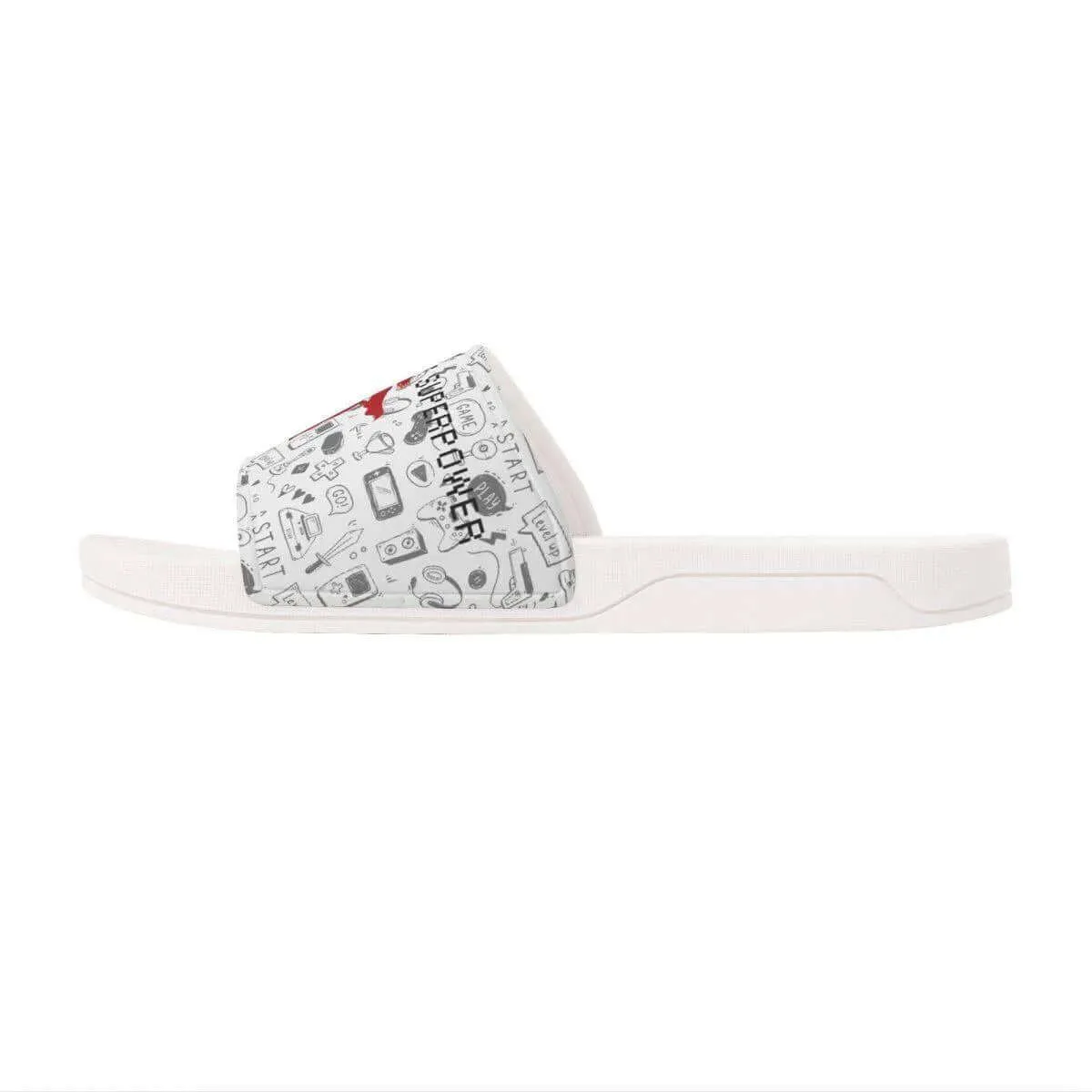 Kids White Gaming Slide Sandals