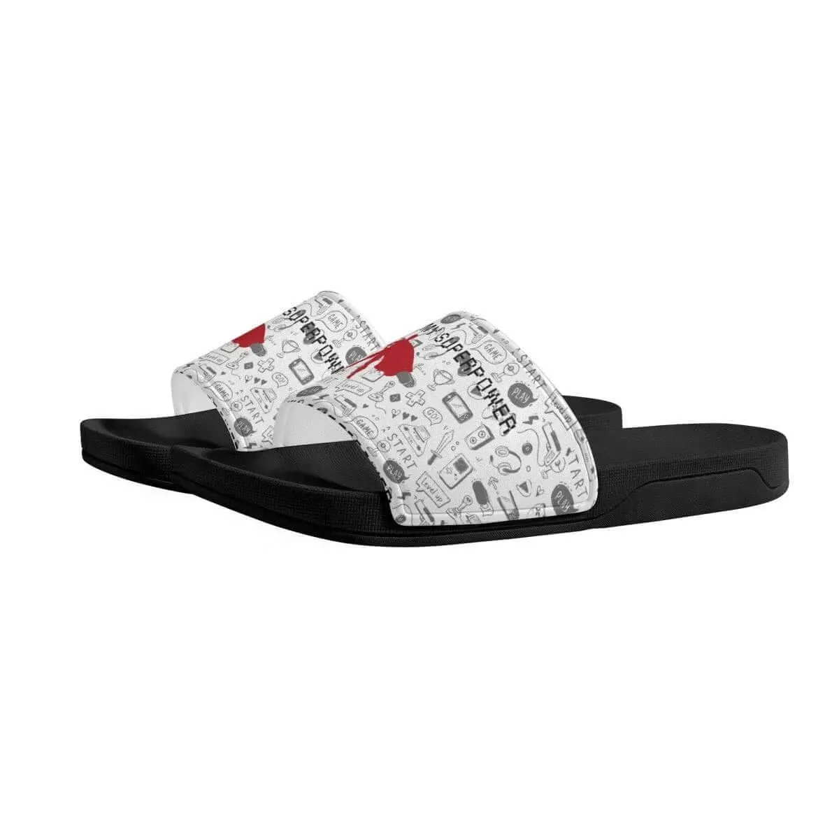 Kids White Gaming Slide Sandals