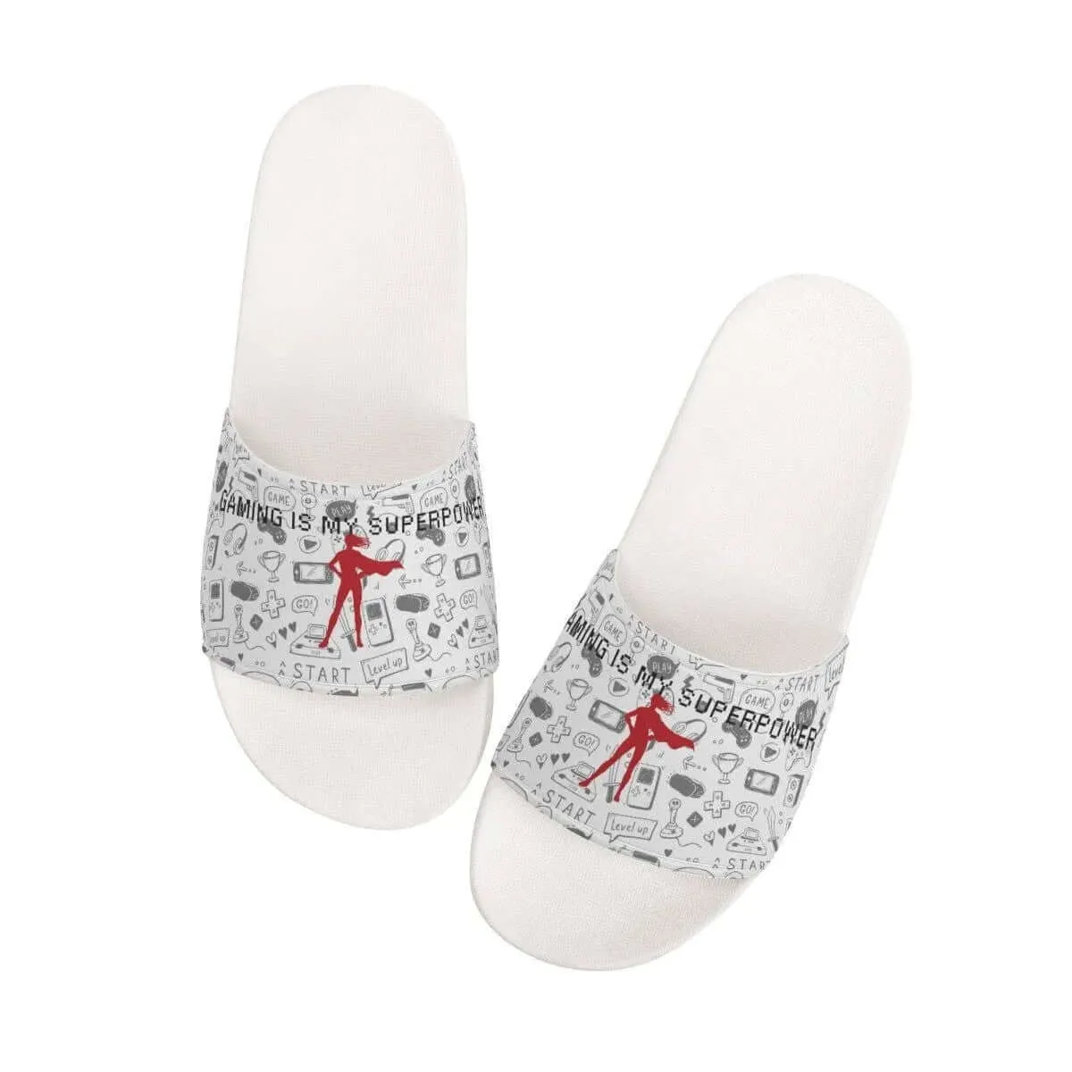 Kids White Gaming Slide Sandals