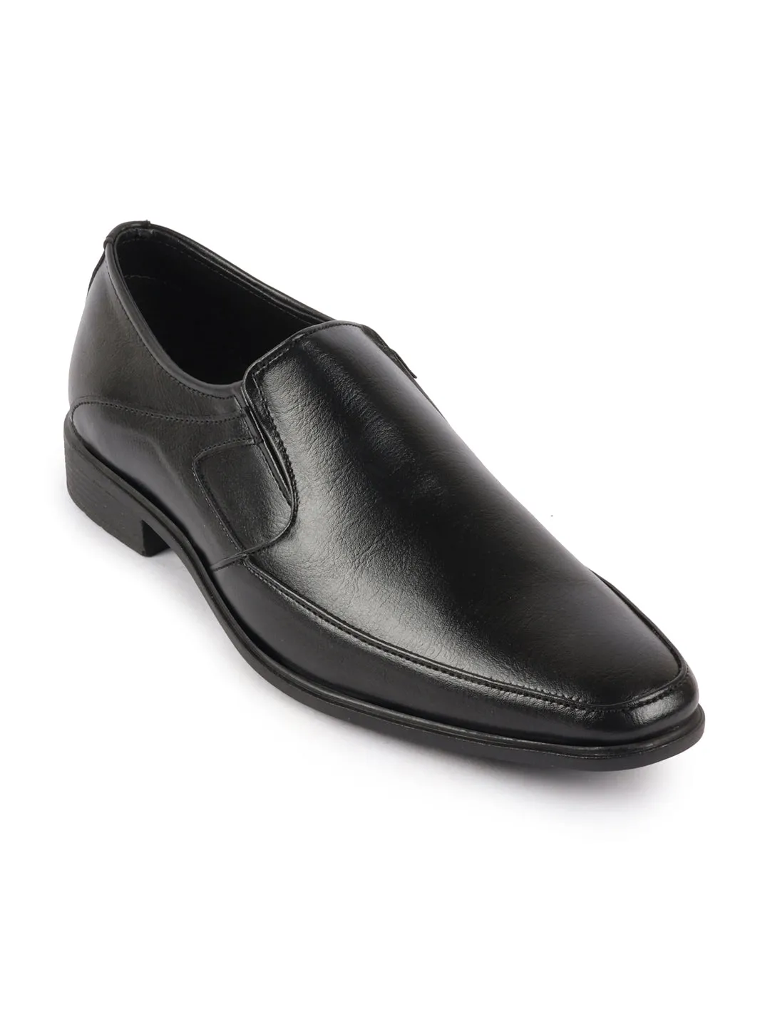 Men Black Genuine Leather Formal Office Slip On Shoes