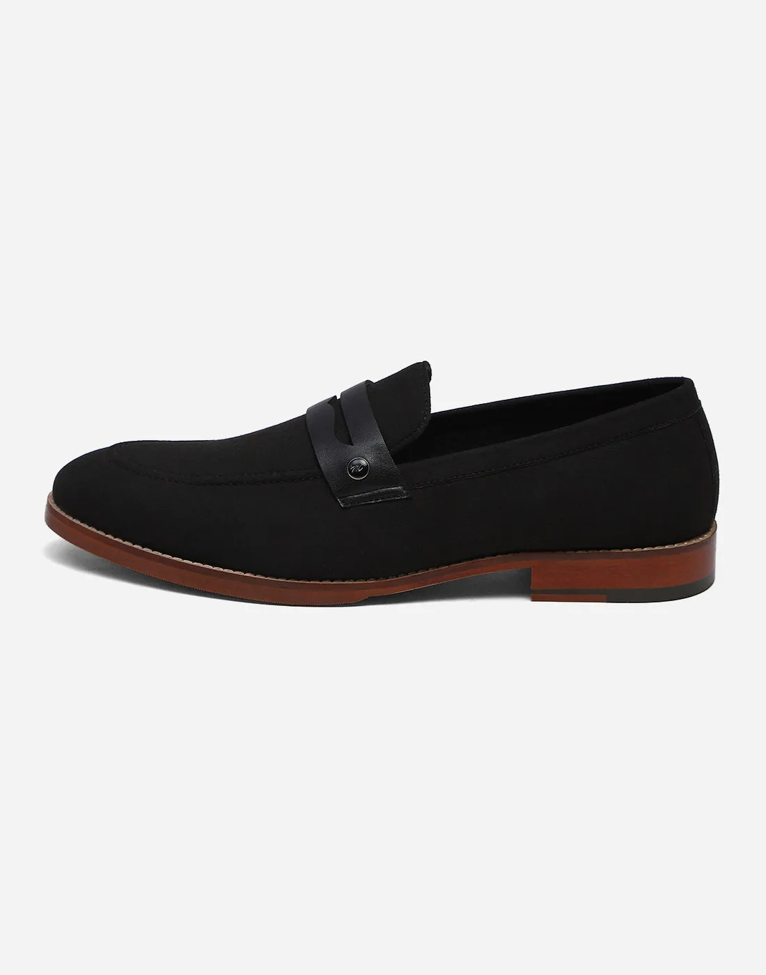 Men Black Slip on Microfiber Loafers