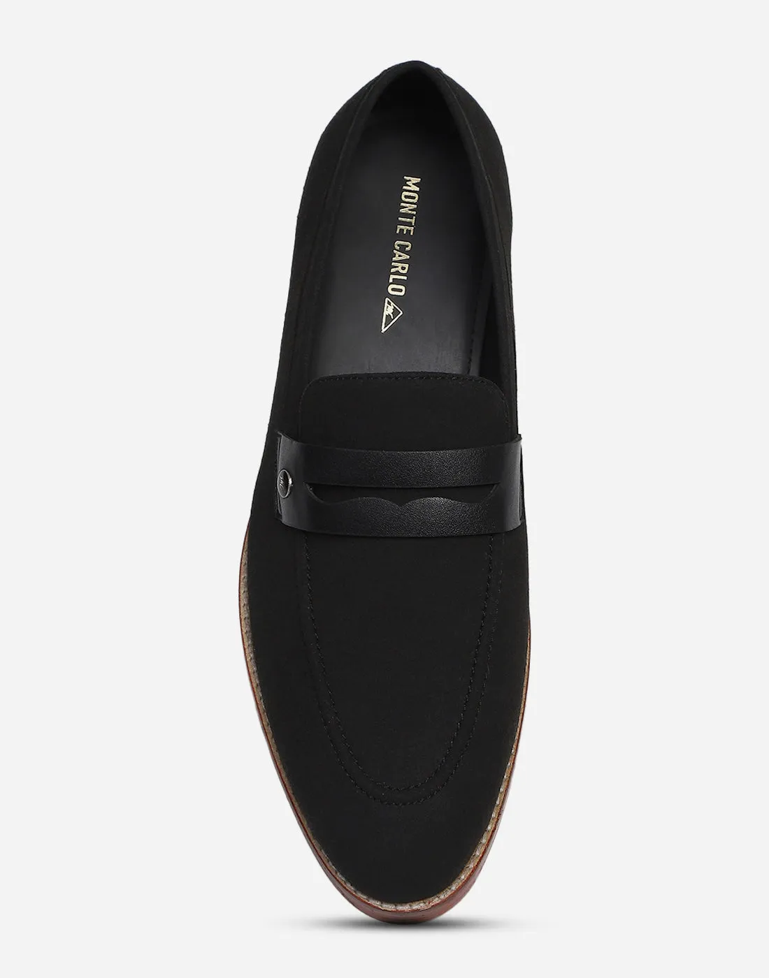 Men Black Slip on Microfiber Loafers