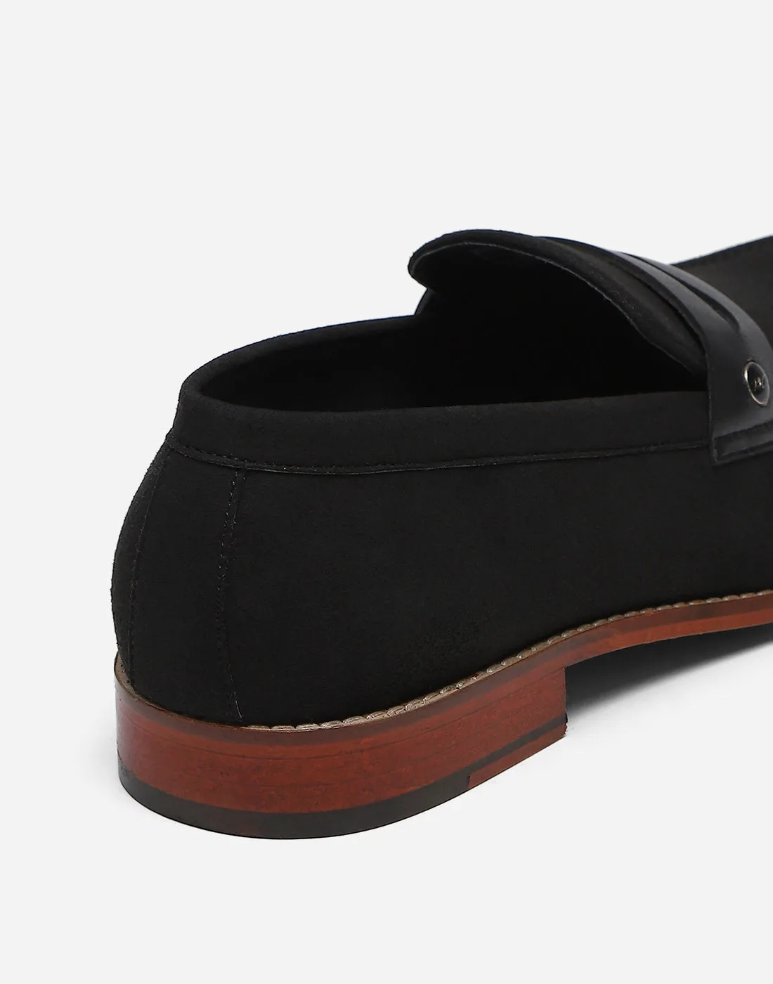 Men Black Slip on Microfiber Loafers