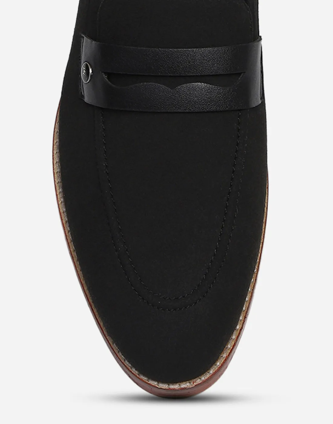 Men Black Slip on Microfiber Loafers