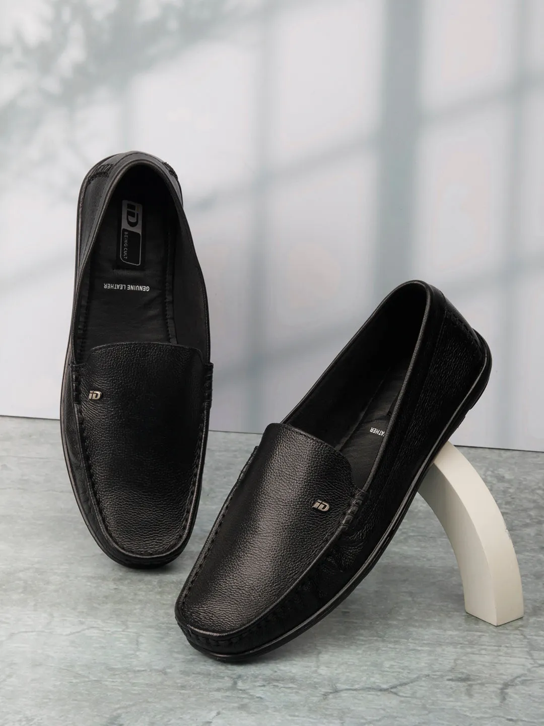 Men's Black Moc Toe Comfort Fit Loafer (ID1064)